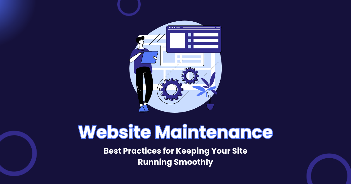 An graphic image of person performing website maintenance.